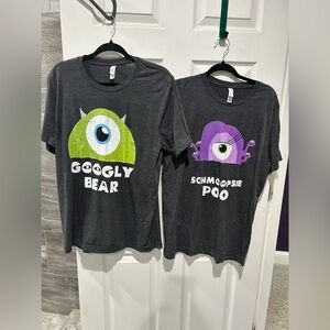 Set of 2 Monsters Inc Inspired Gray Bella Canvas Tees - Size Large